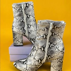 Chunky Snake Skin Booties